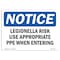 Signmission OSHA, Legionella Risk Use Appropriate PPE When Entering, 14in X 10in Rigid Plastic, P-1014-L-13993 OS-NS-P-1014-L-13993 - alternate 1